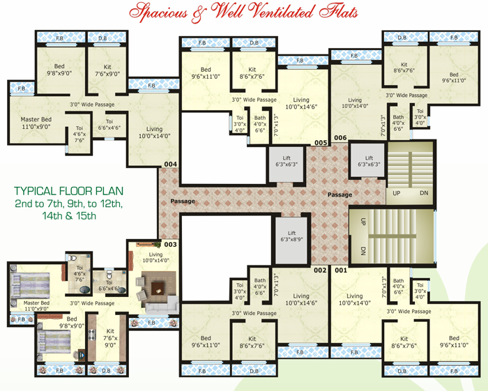 2nd, 7th 9th,12th &14th,15th flr plan